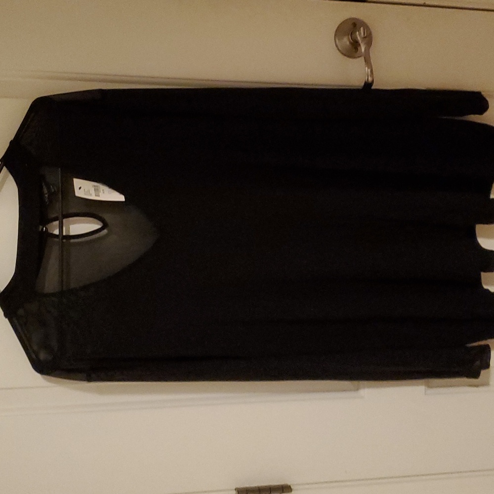 Lane Bryant open neck, black blouse